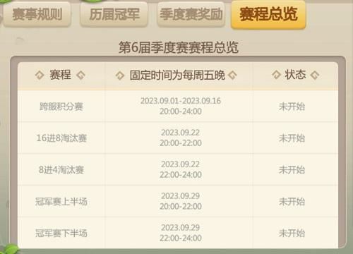 石器时代手游《恐龙神奇宝贝》第6届季度赛赛程