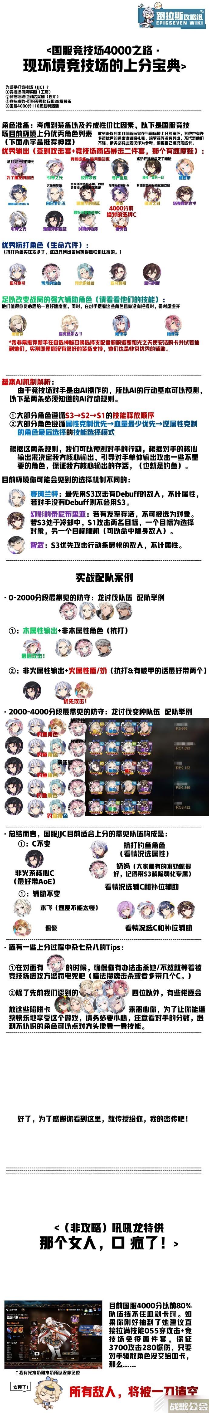《第七史诗》全新竞技场4000分攻略,第七史诗资讯