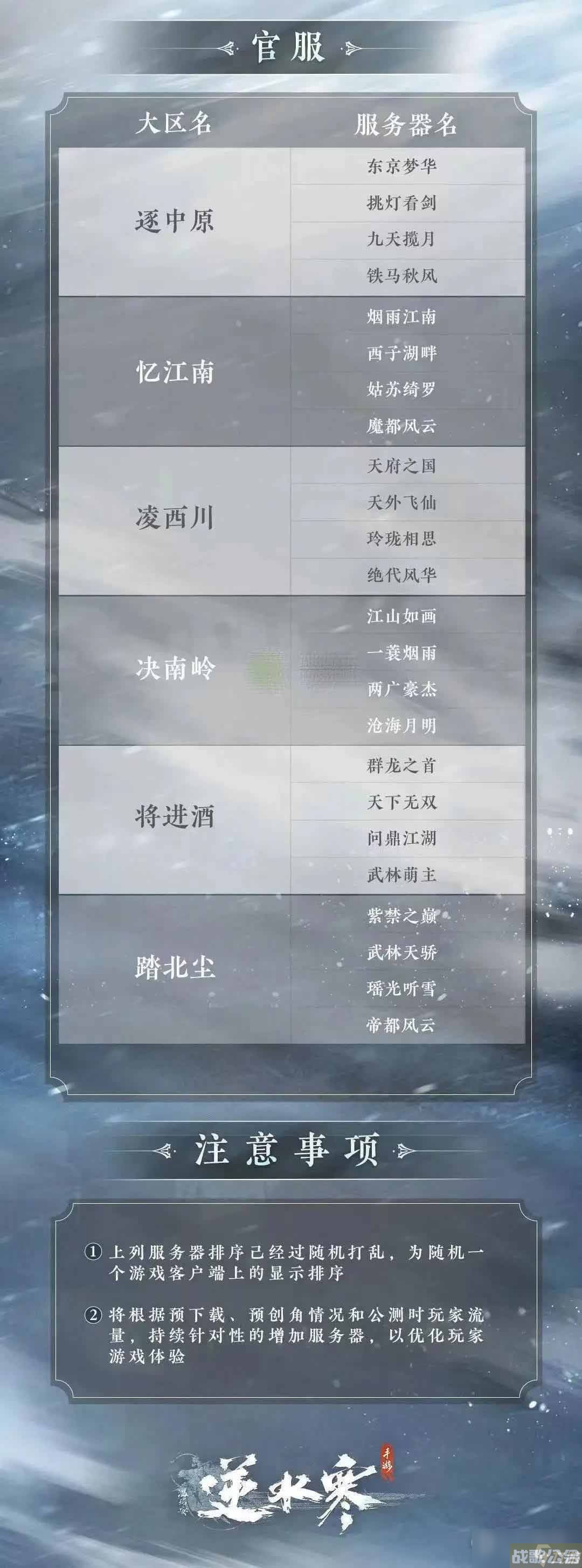 逆水寒手游区服列表名字,逆水寒手游资讯