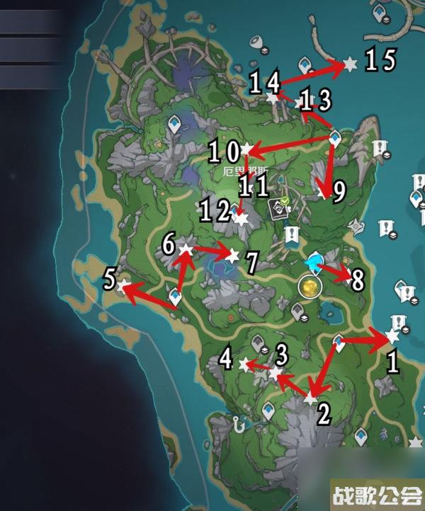 原神苍晶区水神瞳收集路线