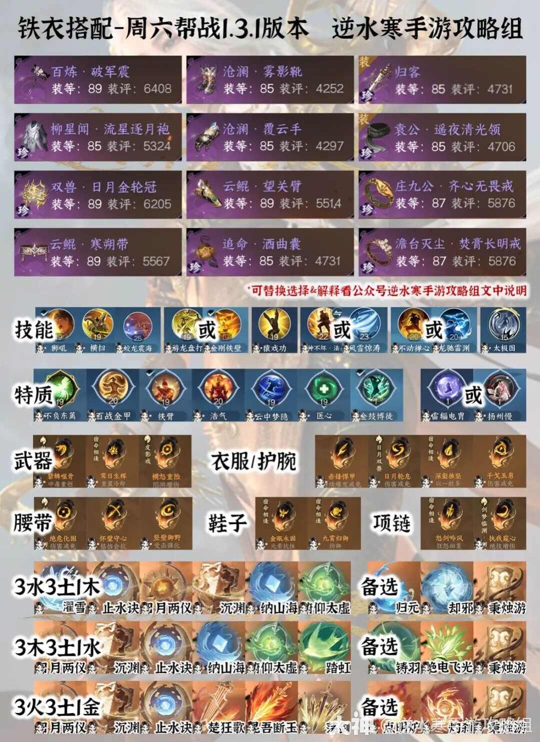逆水寒手游1.3.1所有职业帮战最新装备搭配推荐攻略