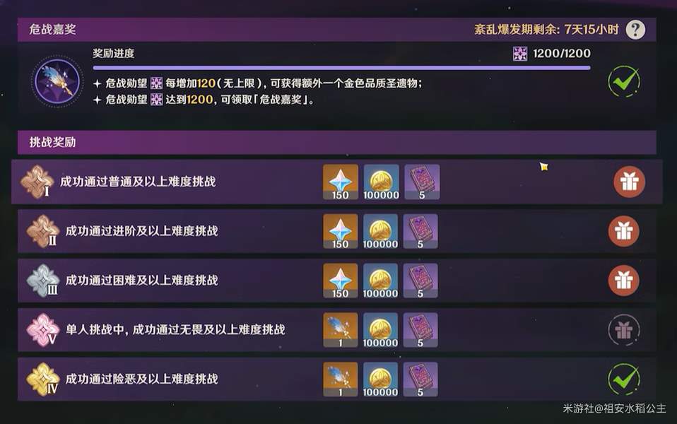 原神5.7幽境危战玩法奖励一览