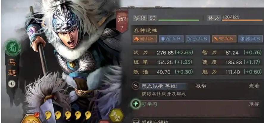 三国志战略版马超什么级别
